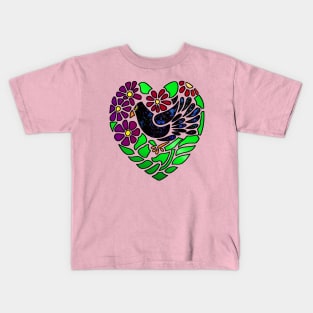 Gothic Bird in Heart Kids T-Shirt